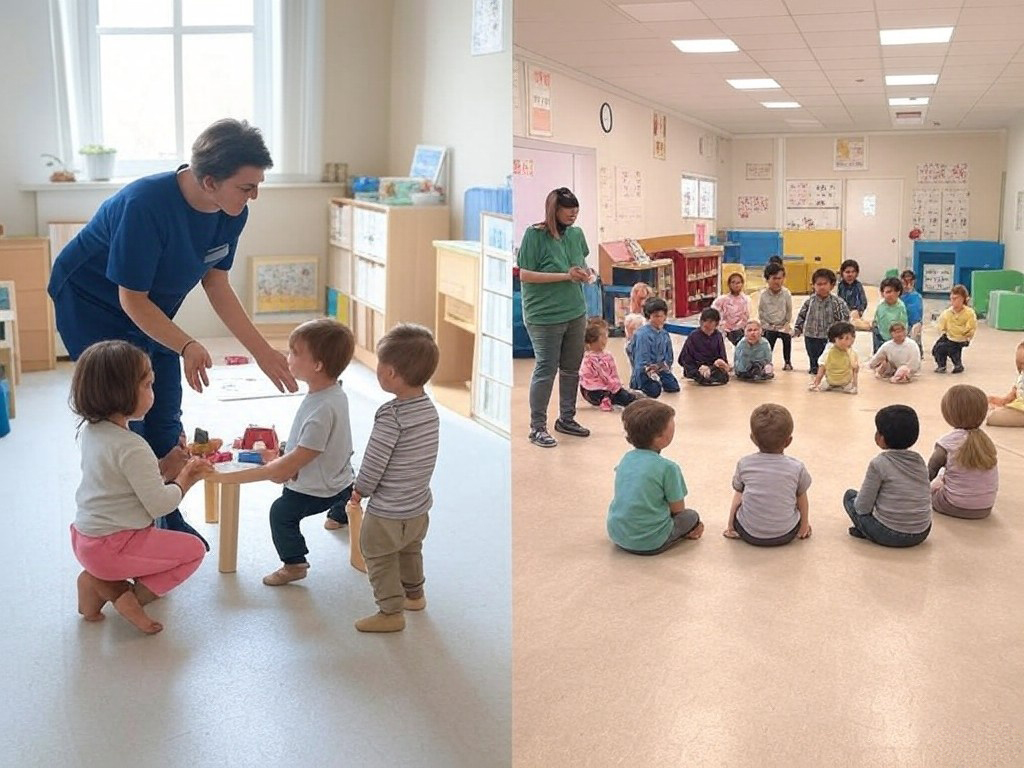 What is the difference between In-home daycare vs. a daycare center - image